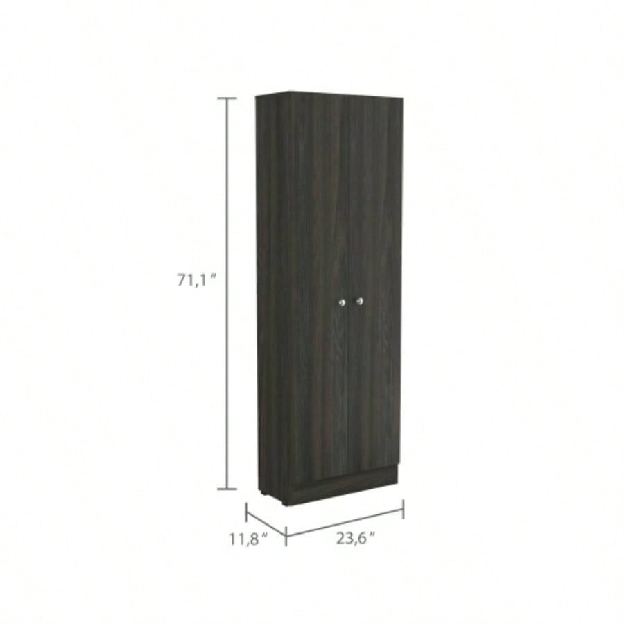 Buxton Rectangle 2 - Door Storage Tall Cabinet Carbon Espresso and Black Wengue