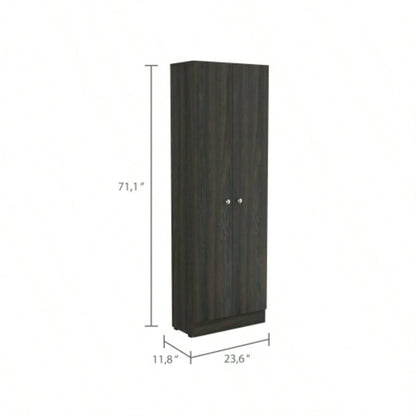 Buxton Rectangle 2 - Door Storage Tall Cabinet Carbon Espresso and Black Wengue