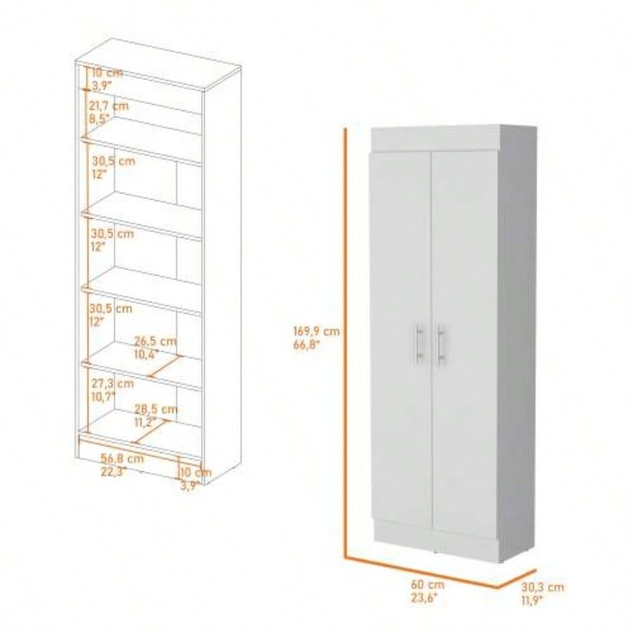 White 5 - Shelf Storage Pantry Cabinet