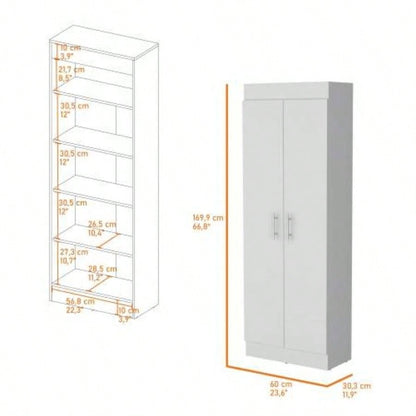 White 5 - Shelf Storage Pantry Cabinet