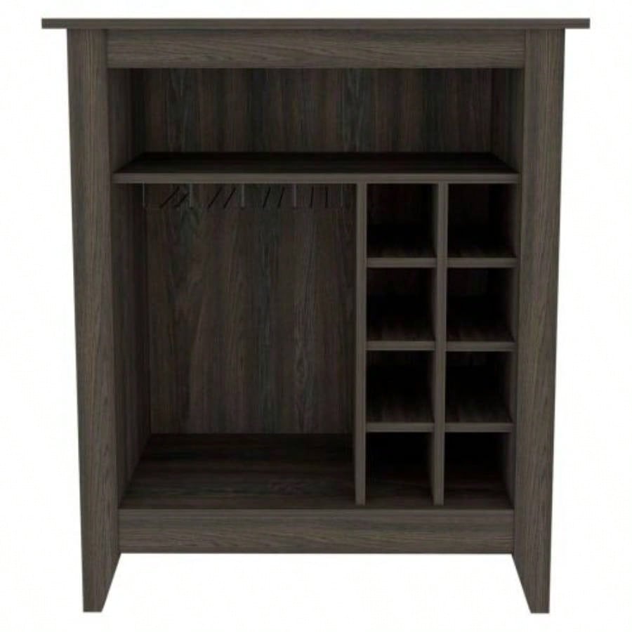 Essential Bar Cabinet, One Open Shelf, Six Built - in Wine Rack, One Drawer - Espresso