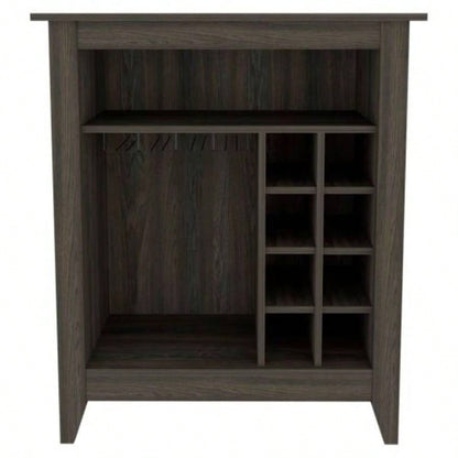 Essential Bar Cabinet, One Open Shelf, Six Built - in Wine Rack, One Drawer - Espresso