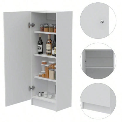 Della 60 Kitchen Pantry with Countertop, Closed Open Storage - White