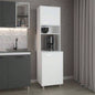White Kitchen Pantry with Open Storage and 2 Doors