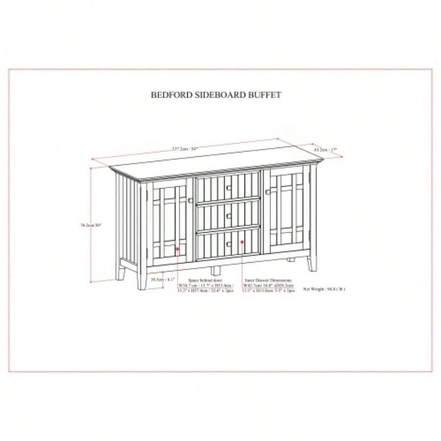 Bedford - Sideboard Buffet - Dark Tobacco Brown