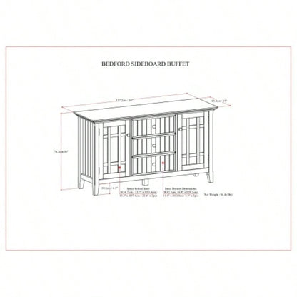 Bedford - Sideboard Buffet - Dark Tobacco Brown