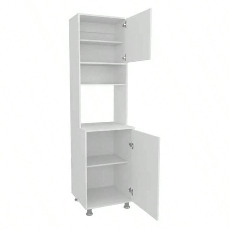 White Kitchen Pantry with Open Storage and 2 Doors