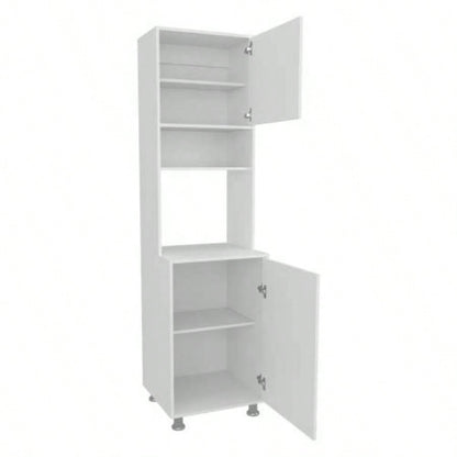 White Kitchen Pantry with Open Storage and 2 Doors