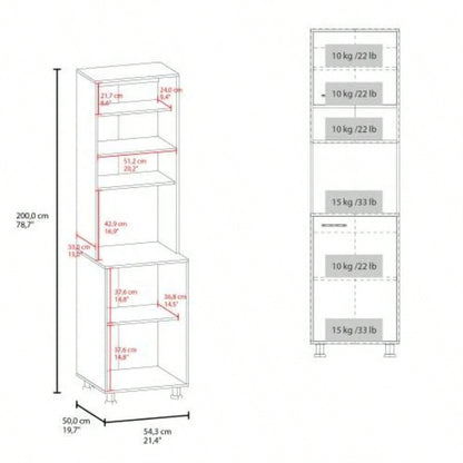 White Kitchen Pantry with Open Storage and 2 Doors