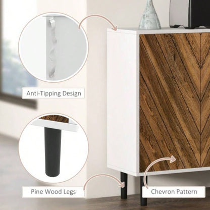 HOMCOM Modern Kitchen Sideboard Buffet Cabinet with Adjustable Shelves, 48 Coffee Bar Cabinet with Doors and Pine Wood, Brown