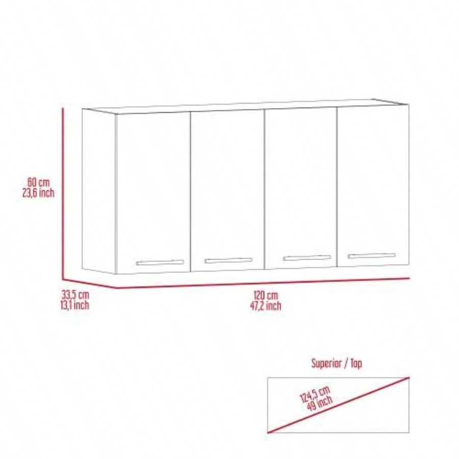Sitka Wall Cabinet, Two Spacious Divisions, Four Doors