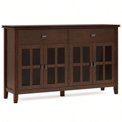 Artisan Solid Wood Large 4 Door Sideboard Buffet in Russet Brown