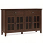 Artisan Solid Wood Large 4 Door Sideboard Buffet in Russet Brown