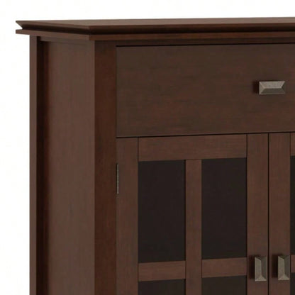 Artisan Solid Wood Large 4 Door Sideboard Buffet in Russet Brown