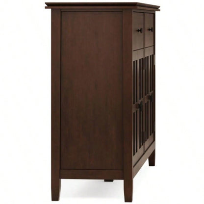 Artisan Solid Wood Large 4 Door Sideboard Buffet in Russet Brown