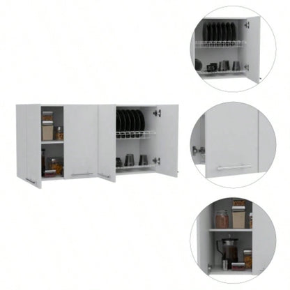 Stockton Rectangle Four Swing Doors Wall Cabinet White