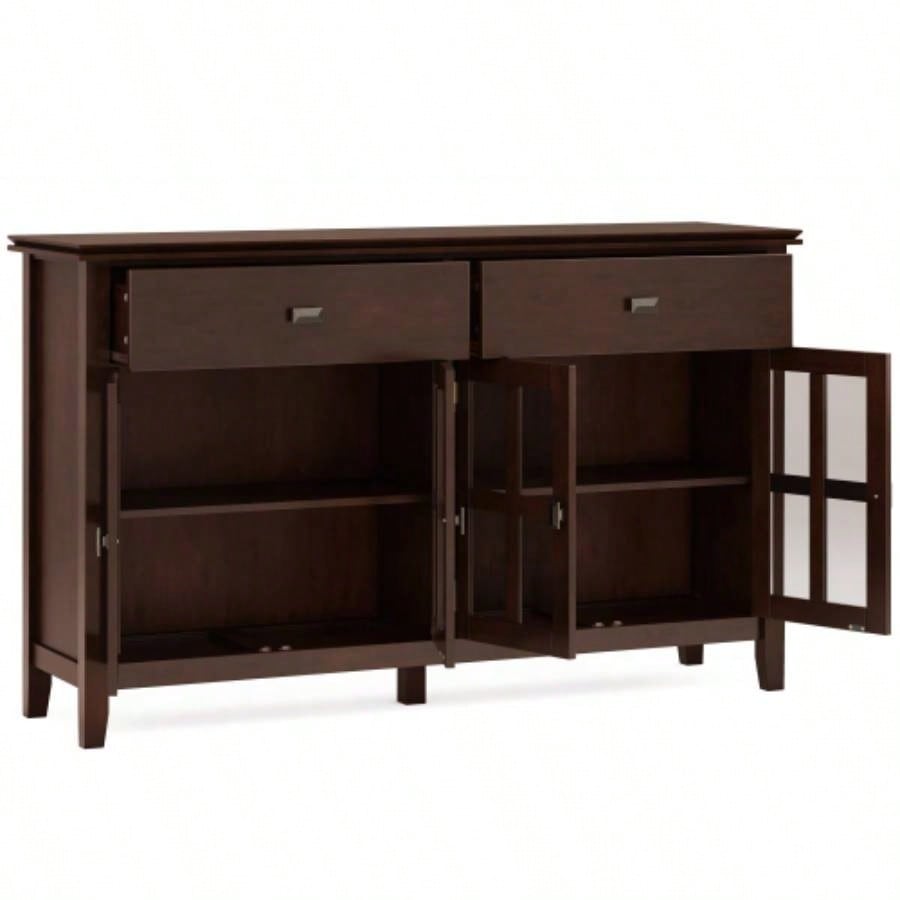Artisan Solid Wood Large 4 Door Sideboard Buffet in Russet Brown
