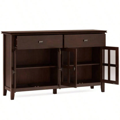 Artisan Solid Wood Large 4 Door Sideboard Buffet in Russet Brown