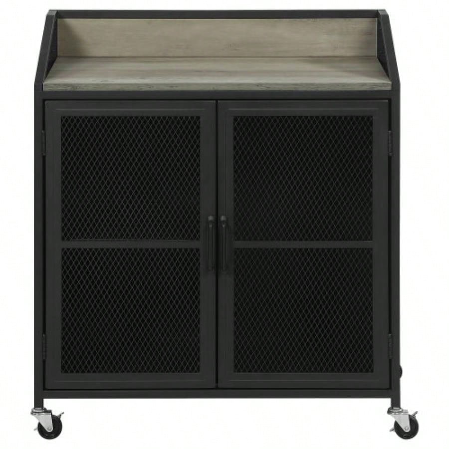 Arlette Sandy Black 2 - Door Mobile Home Bar Wine Cabinet
