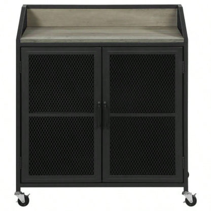 Arlette Sandy Black 2 - Door Mobile Home Bar Wine Cabinet