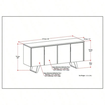 Lowry - Large 4 Door Sideboard Buffet - Distressed Charcoal Brown