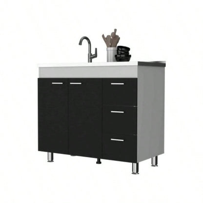 Darien Base Cabinet, Double Door Cabinet, Three Drawers, Four