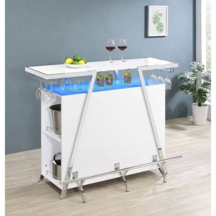 Katia White High Gloss Wine Cabinet with LED