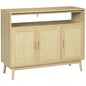 HOMCOM Boho Sideboard Buffet Cabinet with Rattan Doors, Natural