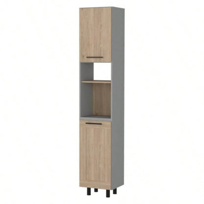 Devoux 2 - Door 2 - Shelf Kitchen Pantry Light Pine and Gray