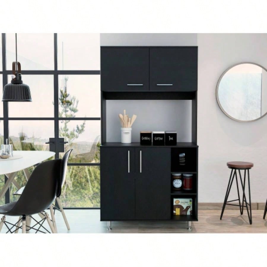 Bayshore 3 - Shelf Pantry Cabinet Black Wengue