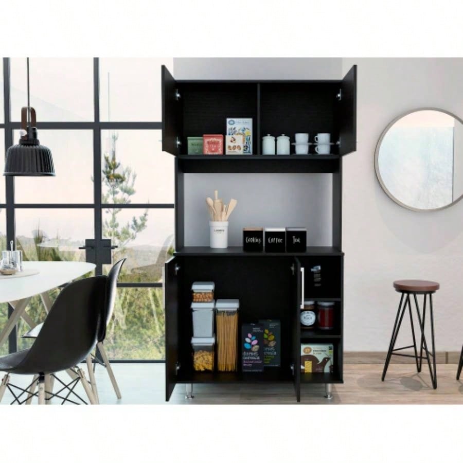 Bayshore 3 - Shelf Pantry Cabinet Black Wengue
