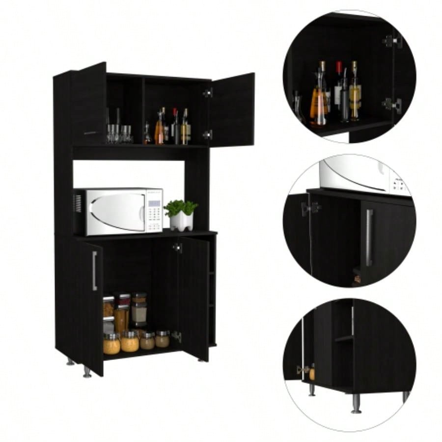 Bayshore 3 - Shelf Pantry Cabinet Black Wengue