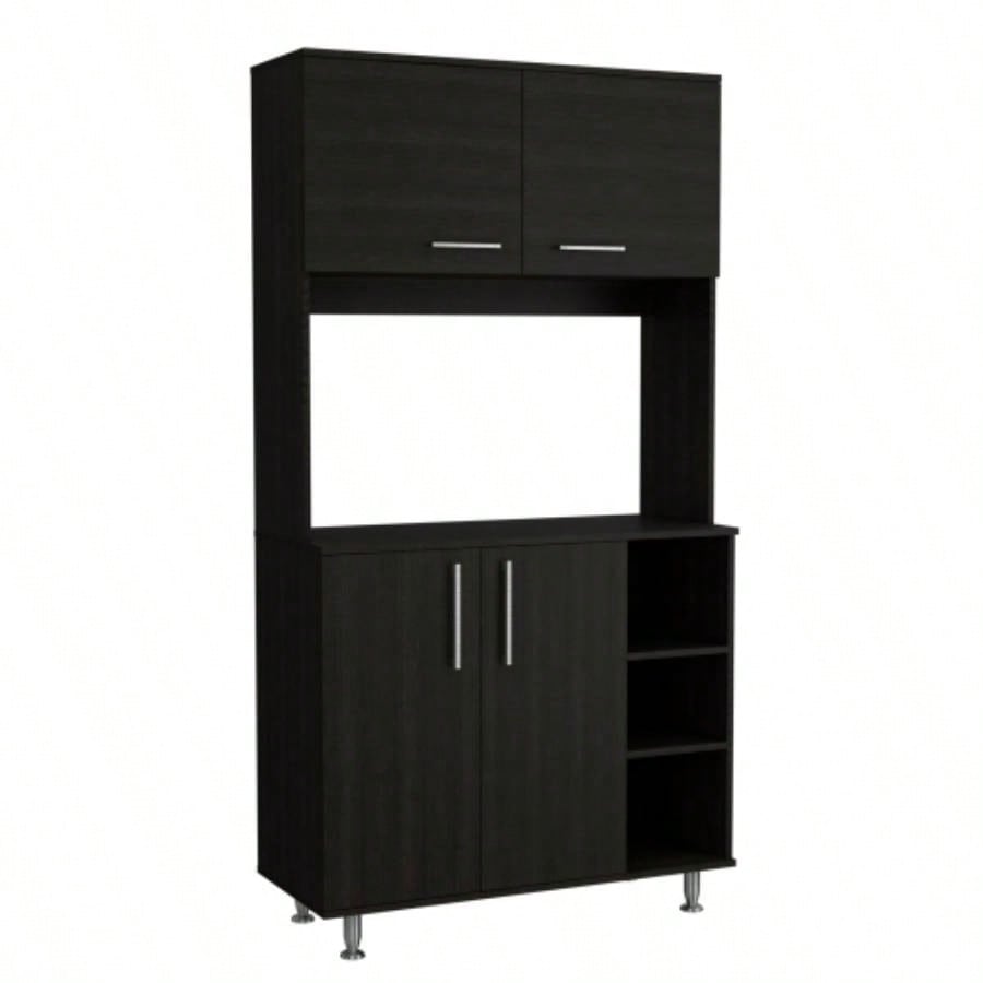 Bayshore 3 - Shelf Pantry Cabinet Black Wengue