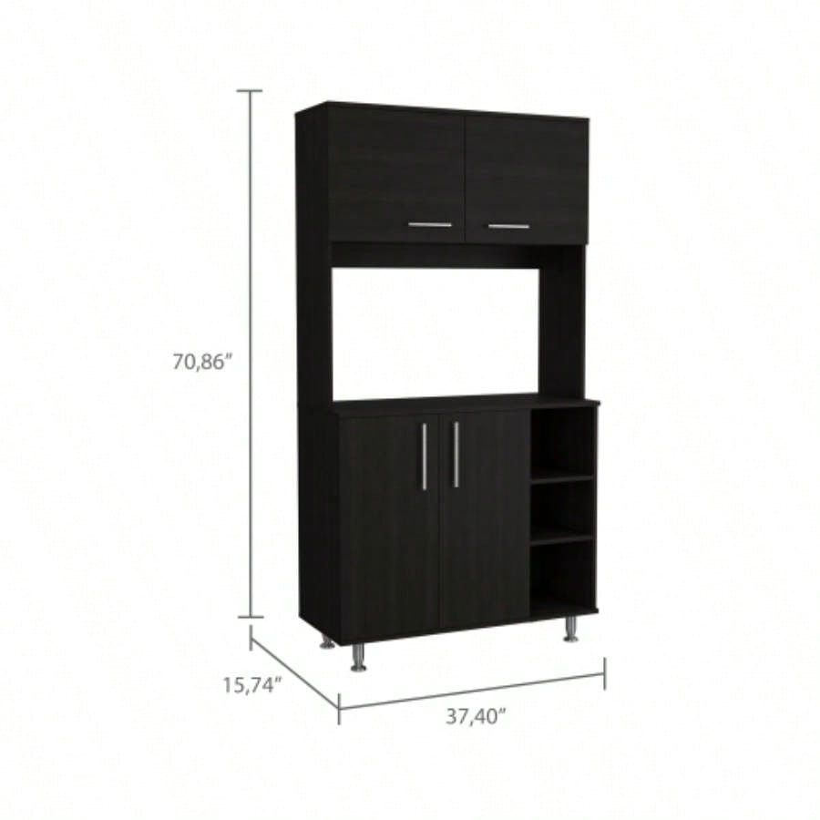 Bayshore 3 - Shelf Pantry Cabinet Black Wengue