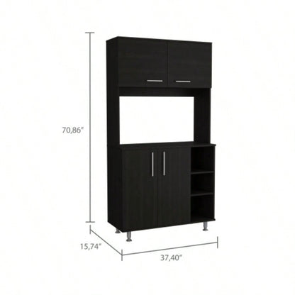 Bayshore 3 - Shelf Pantry Cabinet Black Wengue