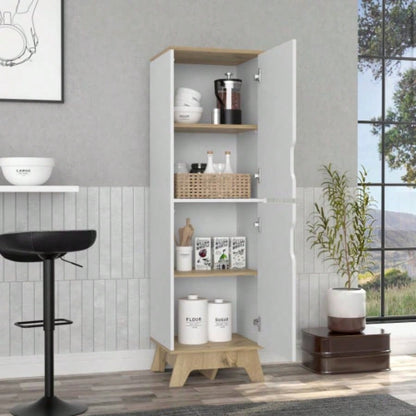 Rutherford 2 - Door Pantry Cabinet Light Oak and White