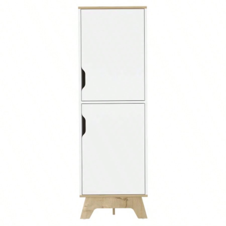 Rutherford 2 - Door Pantry Cabinet Light Oak and White