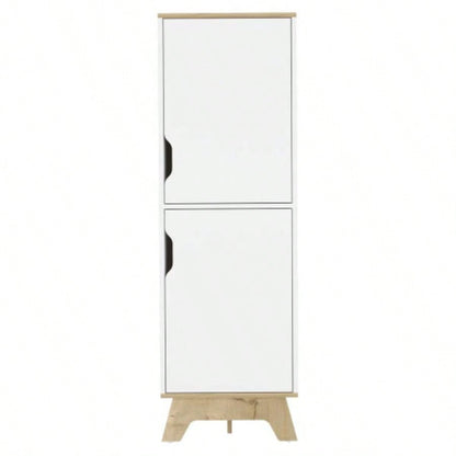 Rutherford 2 - Door Pantry Cabinet Light Oak and White