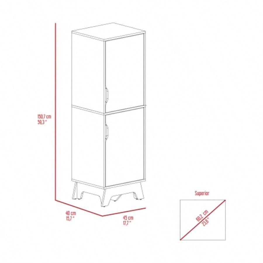 Rutherford 2 - Door Pantry Cabinet Light Oak and White