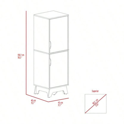 Rutherford 2 - Door Pantry Cabinet Light Oak and White