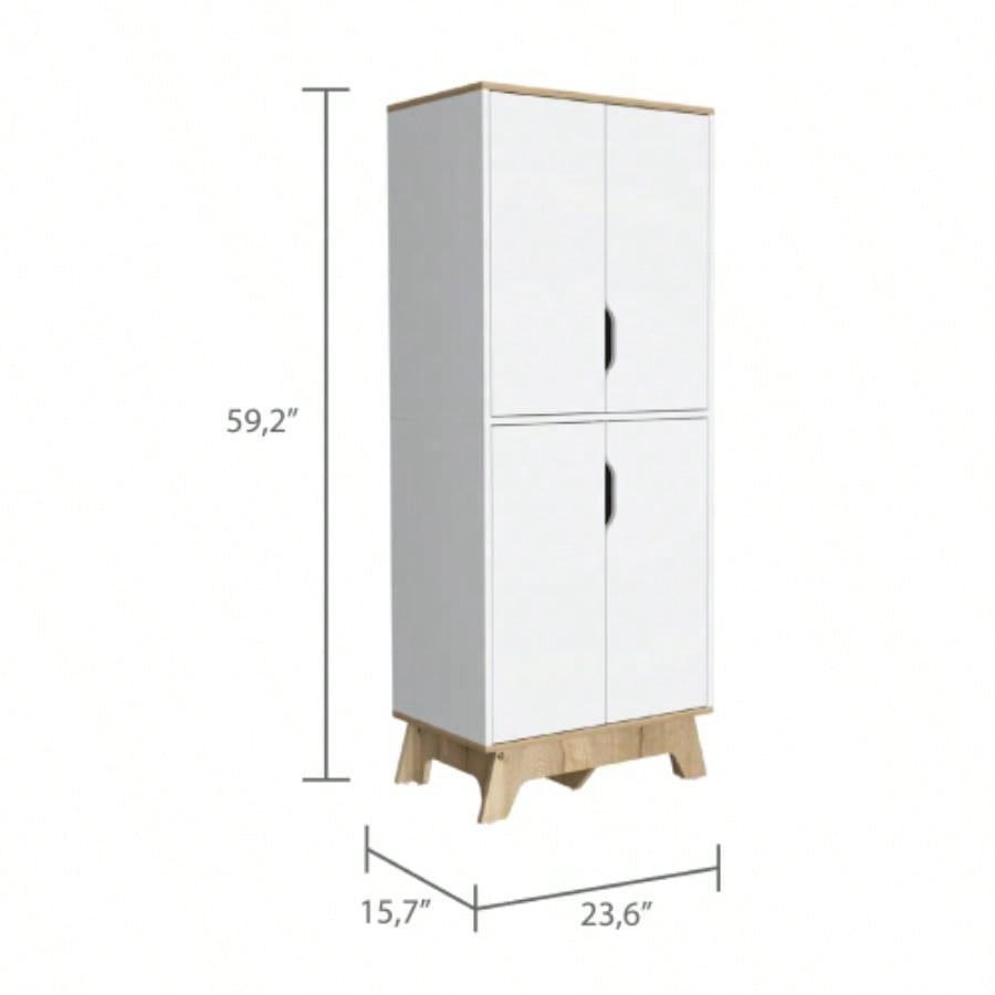 Brinnon Rectangle Kitchen Pantry Light Oak and White