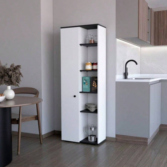 White and Black 1 - Door Multistorage Kitchen Pantry