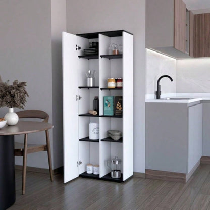 White and Black 1 - Door Multistorage Kitchen Pantry