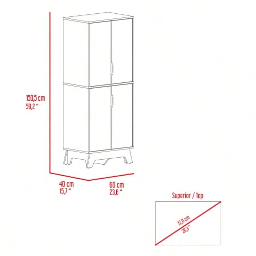 Brinnon Rectangle Kitchen Pantry Light Oak and White