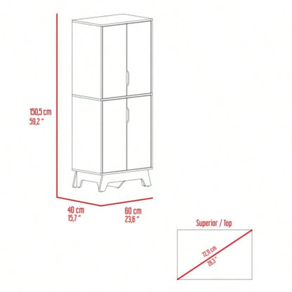 Brinnon Rectangle Kitchen Pantry Light Oak and White