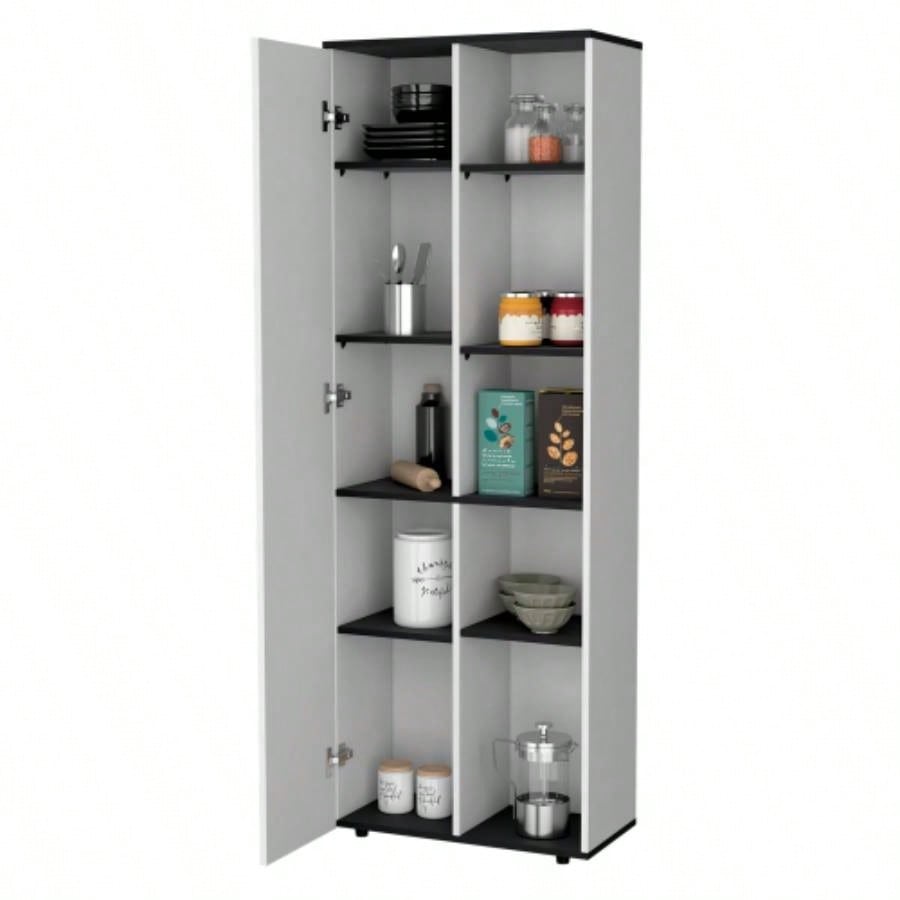White and Black 1 - Door Multistorage Kitchen Pantry