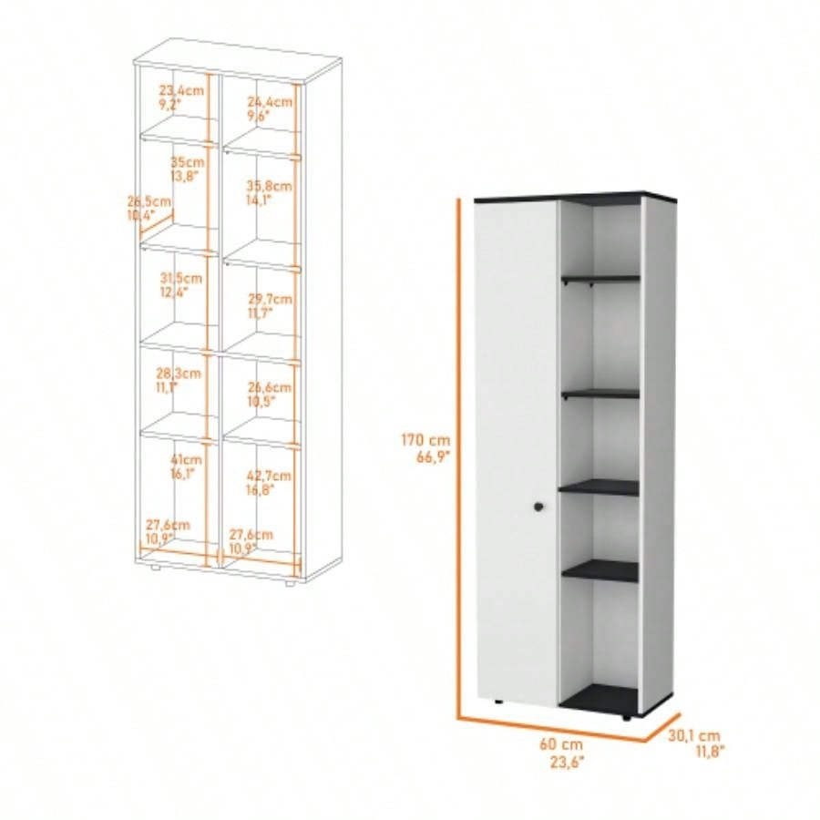 White and Black 1 - Door Multistorage Kitchen Pantry