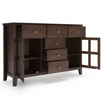 Artisan Solid Wood Sideboard Buffet in Dark Chestnut Brown