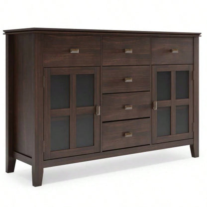 Artisan Solid Wood Sideboard Buffet in Dark Chestnut Brown