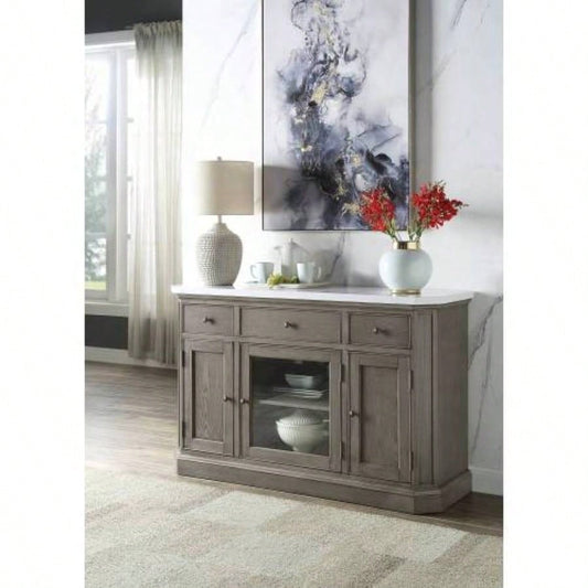 Zumala Marble Top Weathered Oak Server